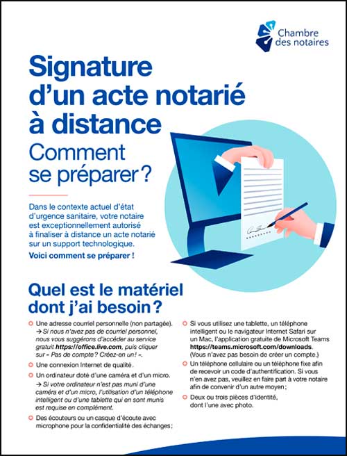 Signature d’un acte notarié à distance